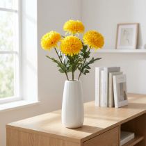 Artikel Dahlie künstlich, gelbe Blüte, 3 Stiele mit Blättern, L 64 cm