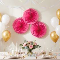 Artikel Wabenpapier-Blumen Set Pink Ø40cm mit Faden 4 Stück für Wohn- und Feierdeko