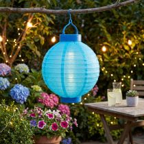 Artikel Lampion mit LED und Solarmodul 20 cm Blau für Wohn- und Außendekoration