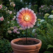 Artikel Solar LED Gartenleuchte Blume Rosa aus Metall Ø30cm