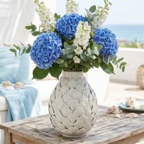 Artikel Maritime Metallvase mit Muscheldekor Grauweiß Ø24 cm H31,5 cm