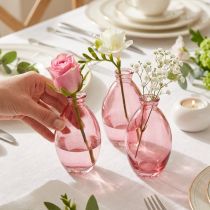 Artikel Glasvasen Set Bauchig Rosa Ø7cm H12cm 6 Stück