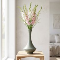 Artikel Vase aus Metall, geschwungene Form, 33 cm, mattgrün, Innenbereich