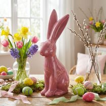 Artikel Keramikfigur Osterhase glänzend Rosa 37cm für Frühlingsdeko