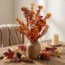 Artikel Kunstpflanze Kunstzweig Herbstdeko Blätter Orange 46cm
