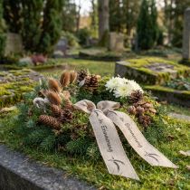 Artikel Juteband Trauerband mit Spruch "In Erinnerung" 40mm x 18m Naturfarben