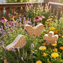 Artikel Insektenhotel aus Holz Vogel, Schmetterling, Blume 15–20 cm Natur 3-teilig