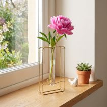 Artikel Reagenzglashalter aus Metall mit Herzdekor, 17,5 cm hoch, Gold und Transparent