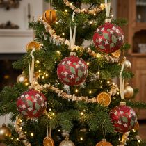 Artikel Weihnachtskugeln Glas Rot Ø8cm mit Wiesen-Motiv 6 Stück
