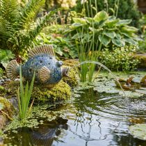 Artikel Keramik-Wasserspeier Fisch Blau Braun 20×11×13,5 cm für Springbrunnen
