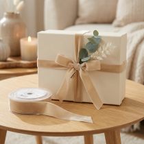 Artikel Samtband Dekoband 40 mm Beige 8 m für Geschenk- und Tischdekorationen