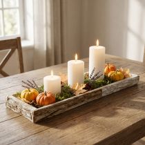 Artikel Holztablett mit Rinde Weiß Gewaschen 59×20cm Natur 2er Set