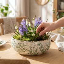 Artikel Keramikschale mit Pflanzenmuster 20 cm Weiß-Grün