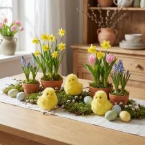 Artikel Mini-Dekoküken aus Kunststoff mit Plüschüberzug 7cm Gelb 6 Stück für Osterdekoration