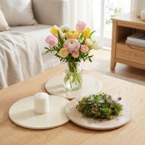 Artikel Runde Untersetzer aus Keramik mit Blumenmuster Ø20 cm Beige/Braun 3er-Set