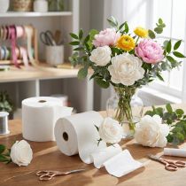 Artikel Blumenkrepp Weiß 10cm x 250cm 128g/m² für Floristik und Dekoration