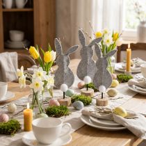 Artikel Aufsteller Osterhasen Filz Grau 28,5 cm Tischdeko 4 Stück