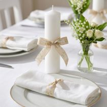 Artikel Schleifenband aus Polyester Beige mit christlichen Symbolen 25mm x 20m