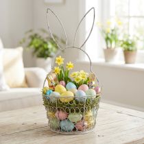 Artikel Drahtkorb Osterhase aus Metall Shabby Chic Ø12cm H26,5cm Weiß für Osterdekoration