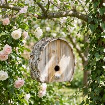 Artikel Deko-Nistkasten aus Holz, Vogelhaus zum Hängen, Natur/Weiß, H22cm B21cm
