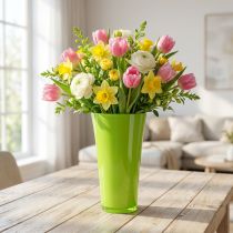 Artikel Vase aus Kunststoff Ø20cm H35cm Apfelgrün Weiß