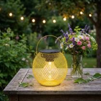 Artikel Solar-Laterne aus Metall in Gelb Ø12cm für Garten und Terrasse
