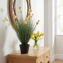 Artikel Künstliches Ziergras mit gelben Blüten im Topf, 70cm