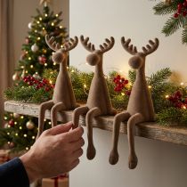 Artikel Kantenhocker Elch beflockt Weihnachtsdekoration 3er Set