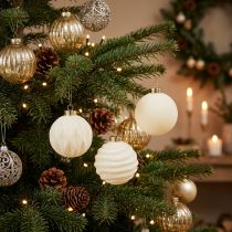 Artikel Weihnachtskugel-Set Cremeweiß mit Struktur 8 cm 12 Stück aus Kunststoff