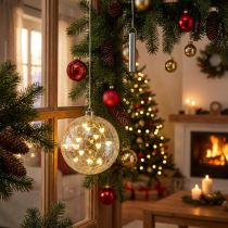 Artikel LED Weihnachtskugel aus Glas mit Lichterkette Herzen Ø15cm