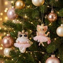 Artikel Katzen-Christbaumschmuck aus Glas mit Tutu, 11 cm, 2 Stück