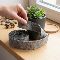 Artikel Filzband aus 100 % Wolle, 7,5 cm breit, 5 m, Grau-Schwarz für Floristik und Dekoration