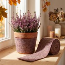 Artikel Wollfilzband zweifarbig, 15 cm x 5 m, Lila/Hellbraun, für Blumentöpfe