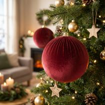Artikel Weihnachtskugeln Samt Weinrot 25 cm Set aus 2 Stück