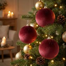 Artikel Weihnachtskugeln Rot Samtoptik Ø 20 cm 3 Stück
