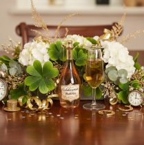 Artikel Weihnachtsbaumanhänger Set Sektflasche und Sektglas aus Glas 14cm Orange