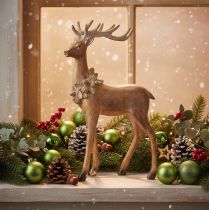 Artikel Dekofigur Hirsch Polyresin Braun 28cm mit Geweih für Innenräume