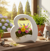 Artikel Herz-Dekoration offen 19cm Weiß Modernes Design zum Bepflanzen und Gestalten