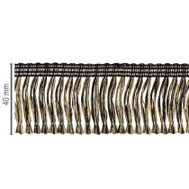 Artikel Fransenborte aus Textil Schwarz-Gold 4cm x 25m für Kranzdeko und Trauerband