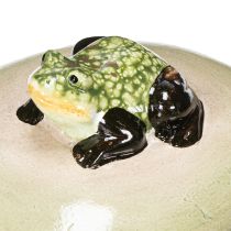 Artikel Keramik Dekofigur Frosch auf Schwimmstein 13 cm grün
