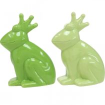 Artikel Keramik Froschkönig Dekofigur, 10,5×5,5×7 cm, Hellgrün/Dunkelgrün, 4er Set