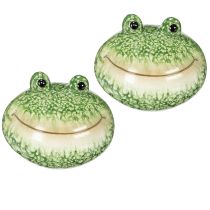 Artikel Deko Frosch Figur aus Keramik grün 11 cm Set aus 2 Stück für Wohn- und Gartendekoration