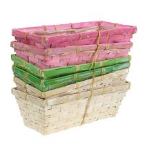 Artikel Rechteckige Pflanzkörbe aus Holz mit Pflanzfolie 25x12x9cm Mehrfarbig 6 Stück