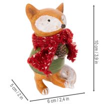 Artikel Deko-Fuchs-Set aus Polyresin, 10 cm, mit Schal und Zapfen, 2-teilig, orange-grün