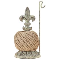 Artikel Garnrollenhalter aus Metall mit Lilienmotiv und Jute, Antikoptik, 20,5 cm