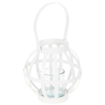 Artikel Gartenlaterne aus Metall mit Glas-Windlicht Ø18,5 cm Weiß