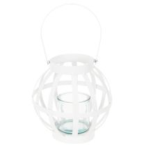 Artikel Gartenlaterne aus Metall mit Glas-Windlicht Ø18,5 cm Weiß