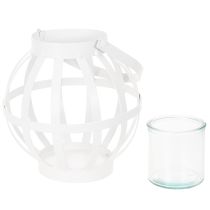 Artikel Gartenlaterne aus Metall mit Glas-Windlicht Ø18,5 cm Weiß
