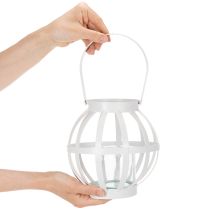 Artikel Gartenlaterne aus Metall mit Glas-Windlicht Ø18,5 cm Weiß