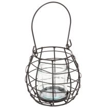 Artikel Gartenlaterne aus schwarzem Metall mit Glas-Windlicht Ø14cm H12,5cm